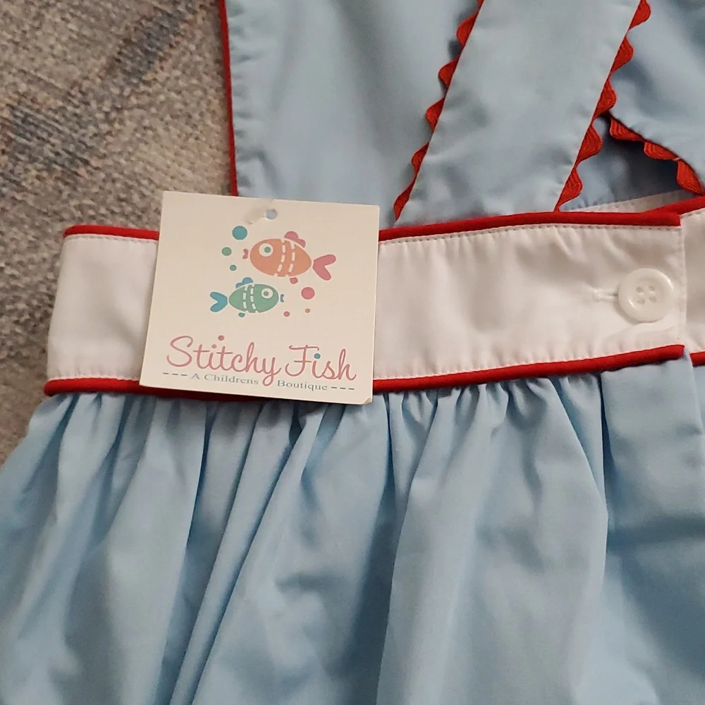 NWT Stitchy Fish Girls Patriotic Embroidered Ice Pop Summer Dress Sz7 - Picture 7 of 9